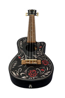 Bamboo Flower & Roll Concert 23″ Ukulele - Sapele Black