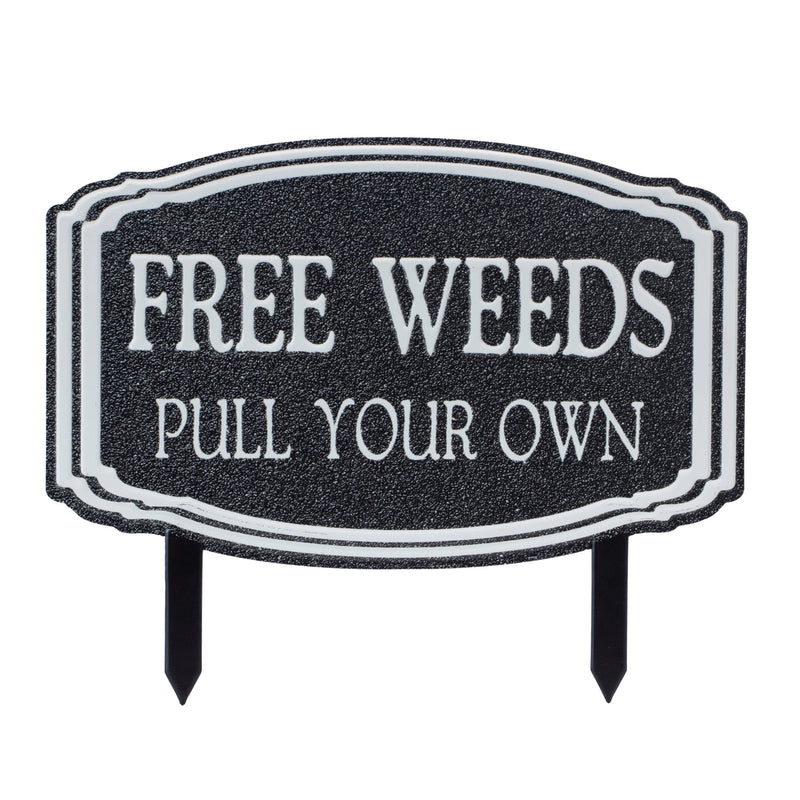 Metal Garden Weeds Stake Sign (Set of 2)