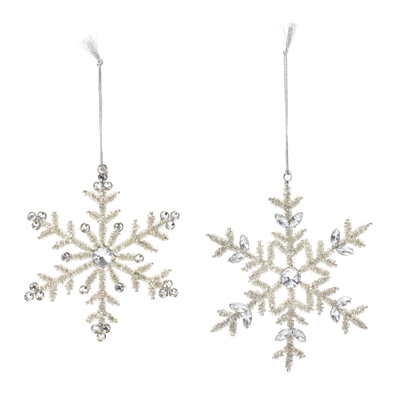 Jeweled Metal Snowflake Ornament (Set of 12)