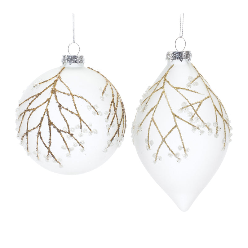 Glittered Glass Tree Branch Ornament (Set of 6)