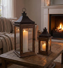 Natural Wood and Iron Lantern (Set of 2)