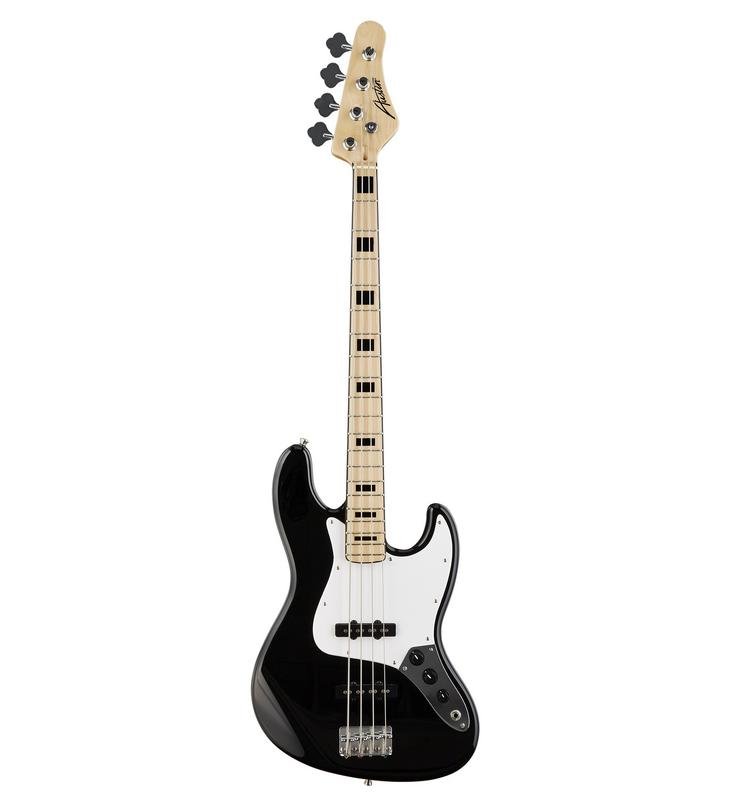 Austin AJB300BK Classic Double Cutaway Bass – Black