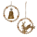 Beaded Wood Tree and Deer Ornament (Set of 6)