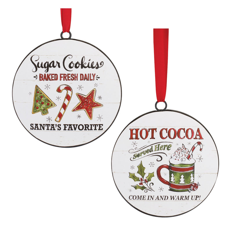 Metal Cookies and Cocoa Disc Ornament (Set of 12)