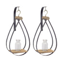 Melrose Hanging Bottle Vase in Teardrop Frame Wall Decor, Rustic, Metal
