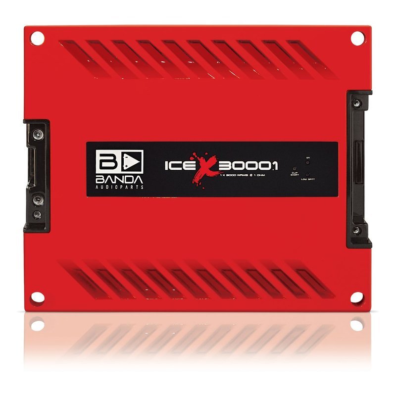 Banda ICEX3000.1RED 3000W RMS 1ch 1Ω Red Amplifier Boost Audio Mono Bass HPF LPF