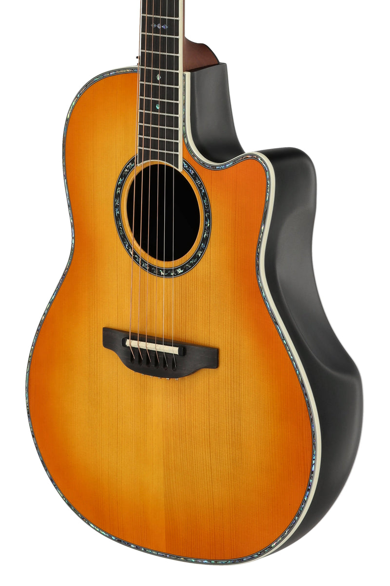 Ovation Custom Balladeer Acoustic‑Electric Guitar - Vintage Burst w/ Gig Bag