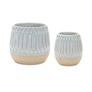 Melrose Ribbed Porcelain Vase with Two Tone Design (Set of 2)