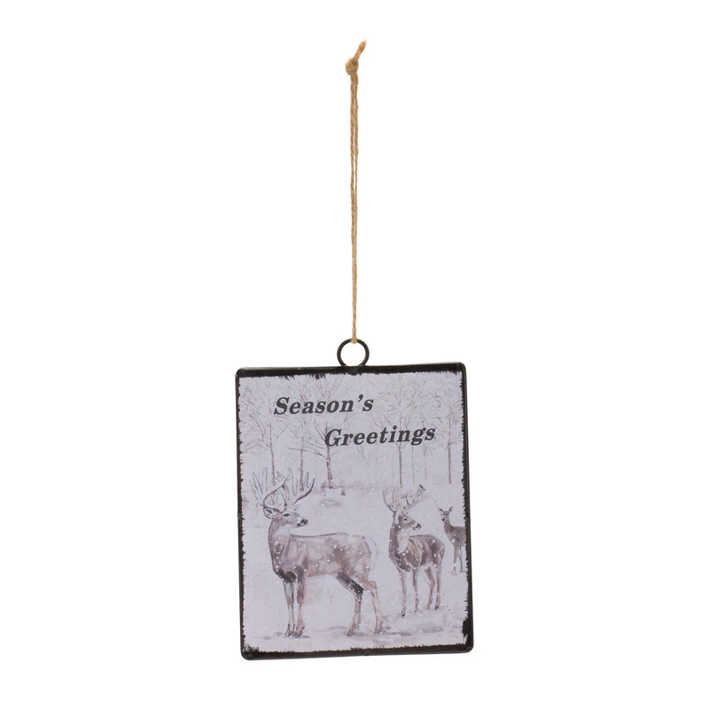 Glass Seasons Greetings Deer Ornament (Set of 12)