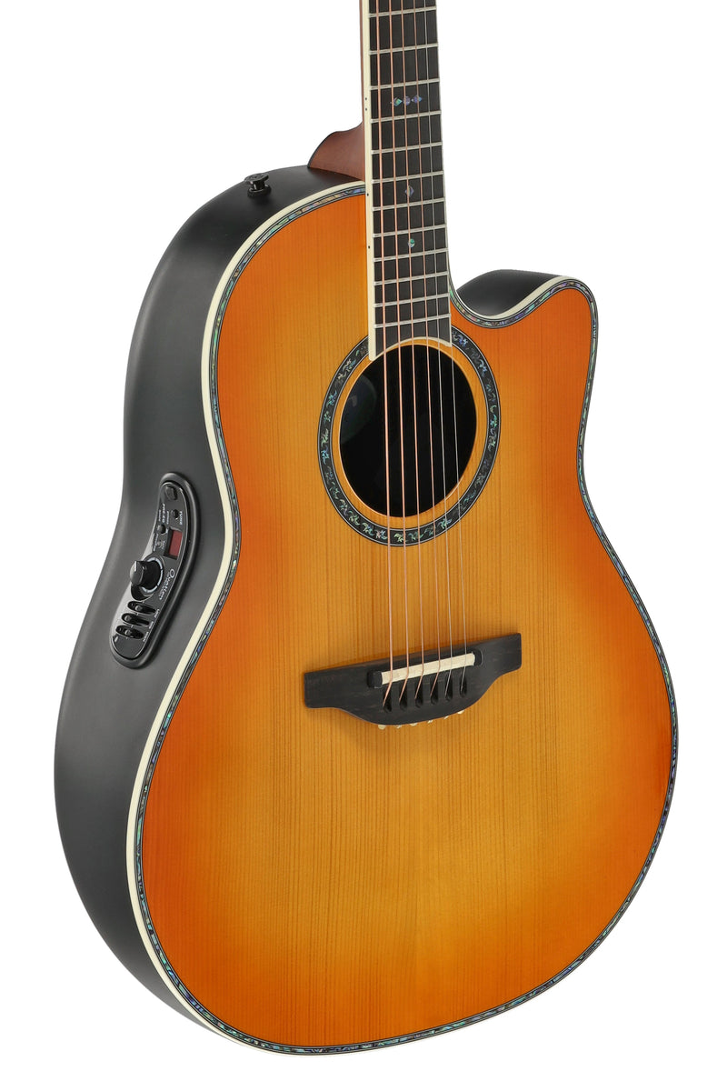 Ovation Custom Balladeer Acoustic‑Electric Guitar - Vintage Burst w/ Gig Bag