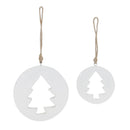 Melrose White Wood Pine Tree Cut-Out Ornament (Set of 12)