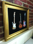 Axe Heaven 22x18 3 Mini Guitar Gold Leafing Display Frame w/ Black Suede - New Open Box