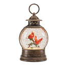 Melrose LED Snow Globe Lantern with Cardinal Bird Couple 8.25"H