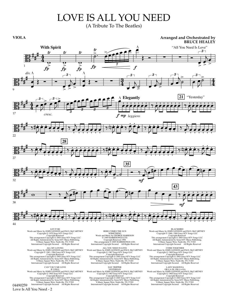 The Beatles Love Is All You Need Sheet Music Arr. Bruce Healey – Full Set