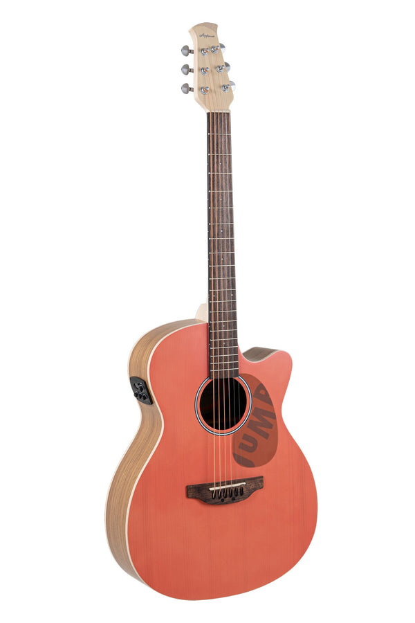 Ovation AEO-69-O Applause Jump OM Cutaway Electric-Acoustic Guitar Peach