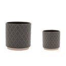 Melrose Ceramic Diamond Pattern Planter Set of 2 Planter, Ceramic