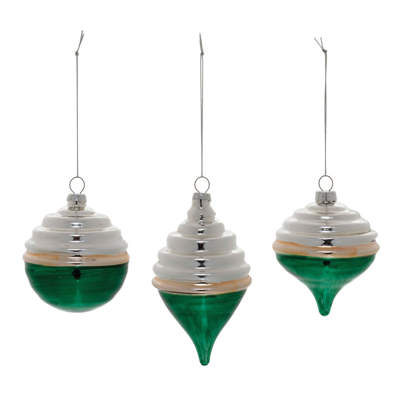 Two-Tone Tiered Glass Ornament (Set of 12)