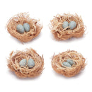 Melrose Twig Bird Nest with Eggs and Raffia (Set of 8)