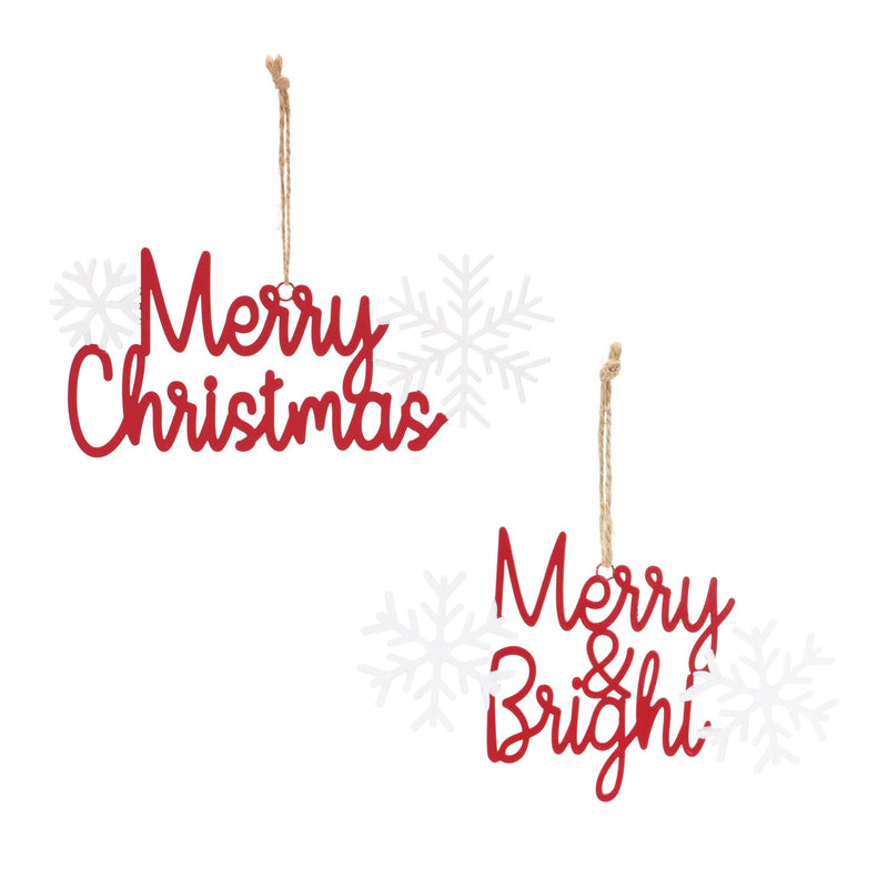 Metal Holiday Sentiment Ornament (Set of 12)