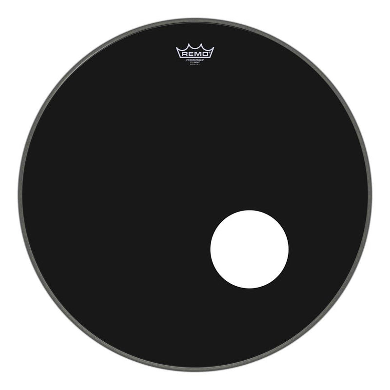 Remo Powerstroke 3 Ebony Bass Drumhead 22-Inch w/ 5" Offset Hole