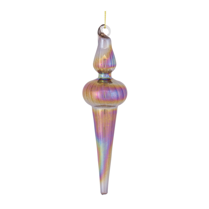 Irredescent Glass Finial Drop Ornament (Set of 12)