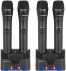 VocoPro UHR10 4 UHF Handheld Rechargeable Microphones with Charging Stations