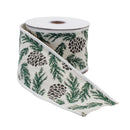 Melrose Pine and Pinecone Cotton Wired Ribbon 4" x 5yds