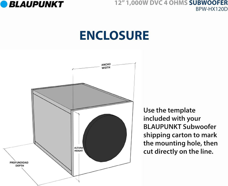 Blaupunkt BPW-HX120D 12" 1000W Dual Voice Coil Car Subwoofer