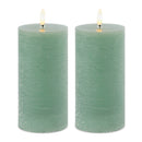 Melrose FIA Wick Green Pillar Candle (Set of 2)