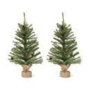 Melrose Mini Pine Tree with Burlap Bag Base and Pinecone Accents (Set of 2)