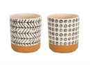 Melrose Geometric Patterned Pot with Terra Cotta Accent Set of 4 Planter