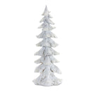 Melrose Flocked White Pine Tree with Carved Design (Set of 4)