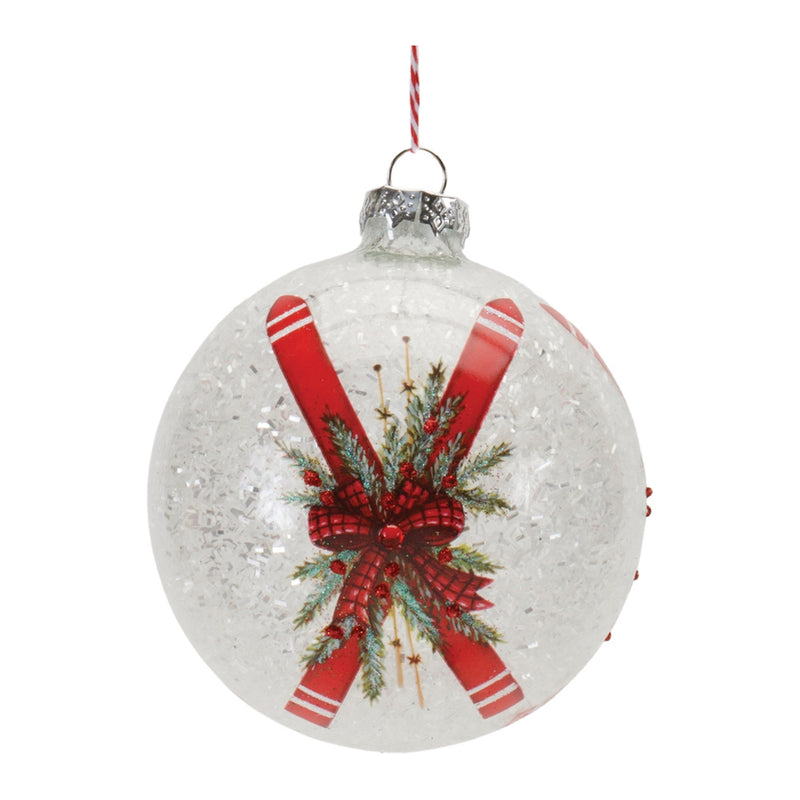 Frosted Glass Ski Ball Ornament (Set of 6)