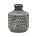 Melrose Goemetric Terra Cotta Vase with Black Finish 9"H