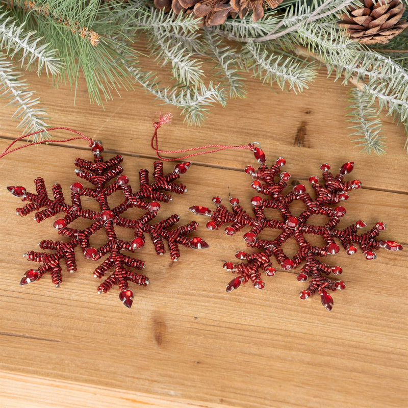 Jeweled Metal Snowflake Ornament (Set of 12)