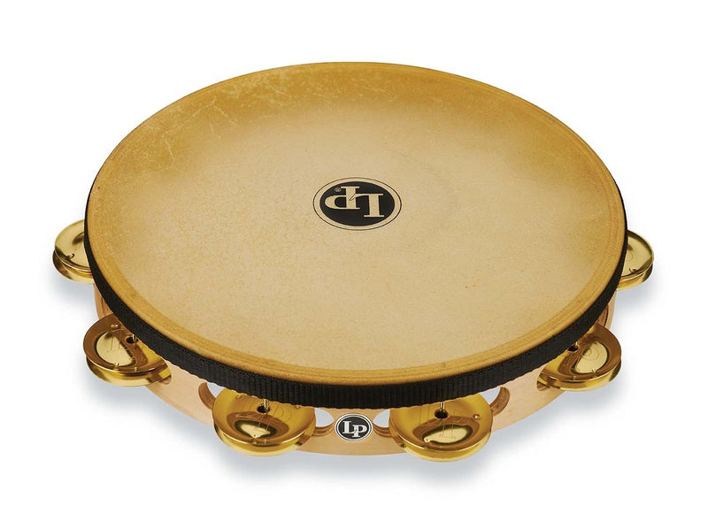 Latin Percussion LP383-BR Pro 10" Single Row Headed Tambourine - Brass