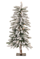 Melrose LED Flocked Alpine Pencil Tree with Metal Base 3'H