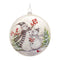 Whimsical Snowman Disc Ornament with Snowy Cardinal Scene (Set of 6)