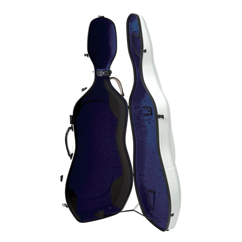 GEWA Air 3.9 4/4 Cello Case with Backpack Straps – White w/ Blue Interior