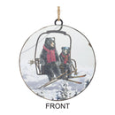 Black Bears on Ski Lift Disc Ornament with Jute Hanger (Set of 12)