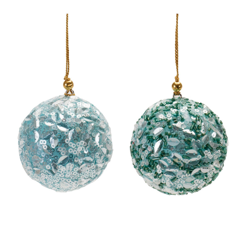 Blue Sequined Ball Ornament (Set of 12)