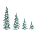 Melrose Flocked Seafoam Pine Tree with Carved Design (Set of 4)