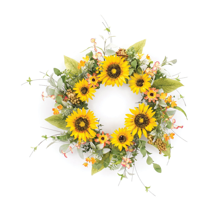 Mixed Sunflower Floral Wreath 23"D