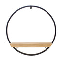 Melrose Wood Circle Shelf in Metal Frame 17.5"D Wall Decor, Modern, Wood, Metal