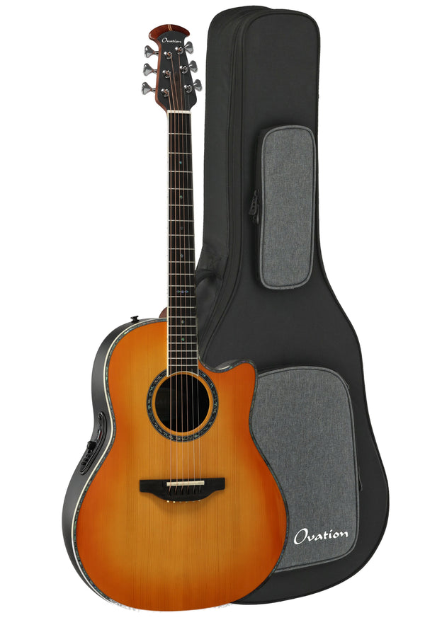 Ovation Custom Balladeer Acoustic‑Electric Guitar - Vintage Burst w/ Gig Bag