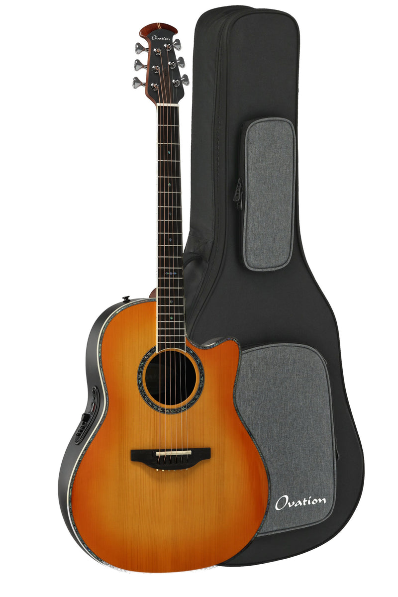 Ovation Custom Balladeer Acoustic‑Electric Guitar - Vintage Burst w/ Gig Bag