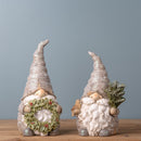 Melrose Pine Tree Trunk Gnome with Wreath Accent (Set of 2)