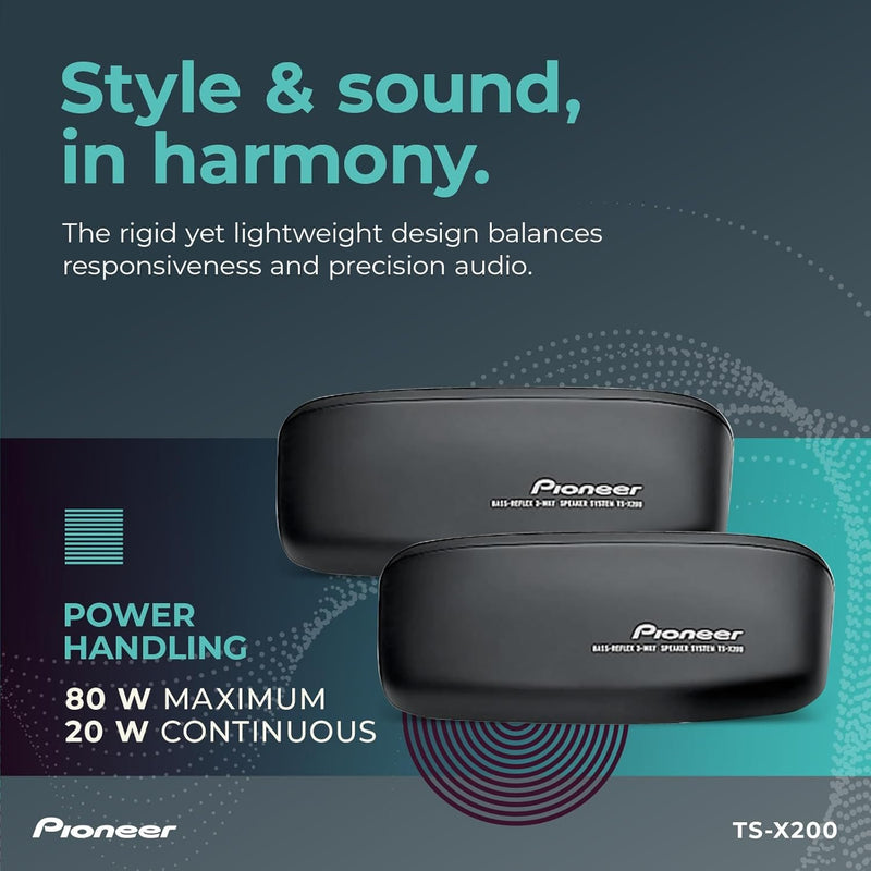 Pioneer TS-X200 4" 80 Watt 3-Way Surface Mount Speakers - Black - New Open Box