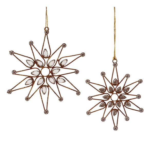 Bronze Jeweled  Snowflake Ornament (Set of 12)