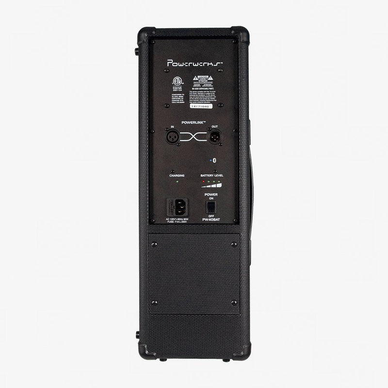 PowerWerks Battery Powered 40 Watt PA Tower w/ Bluetooth Capability - PW40BATBT